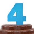 Number 4 Four on ChoÃÂolate cake. 3D render Illustration